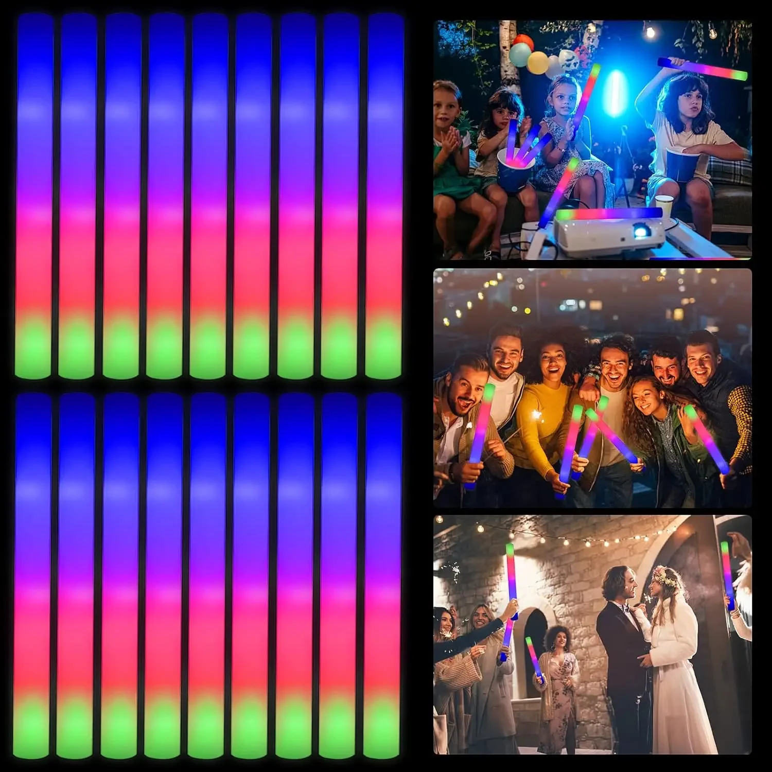 Flashing Led Foam Sticks Party - 50 Adet Led Köpük Işık Çubuğu,