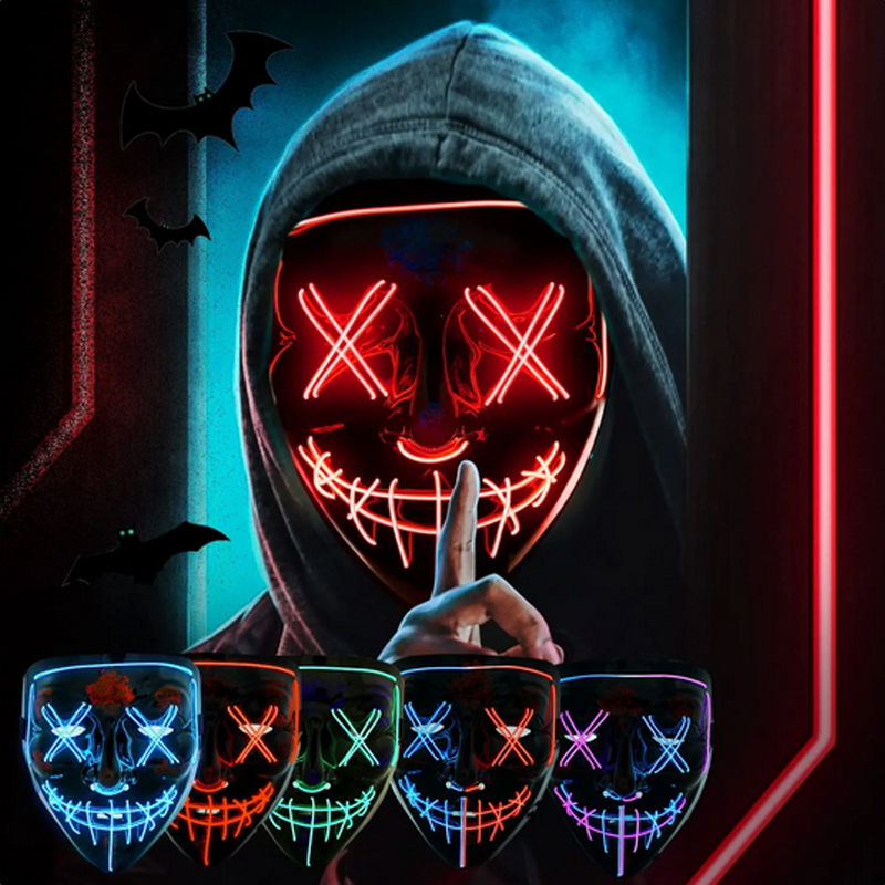 Led Purge Mask Halloween - Cadılar Bayramı Korkunç Vendetta Maskesi Parlayan