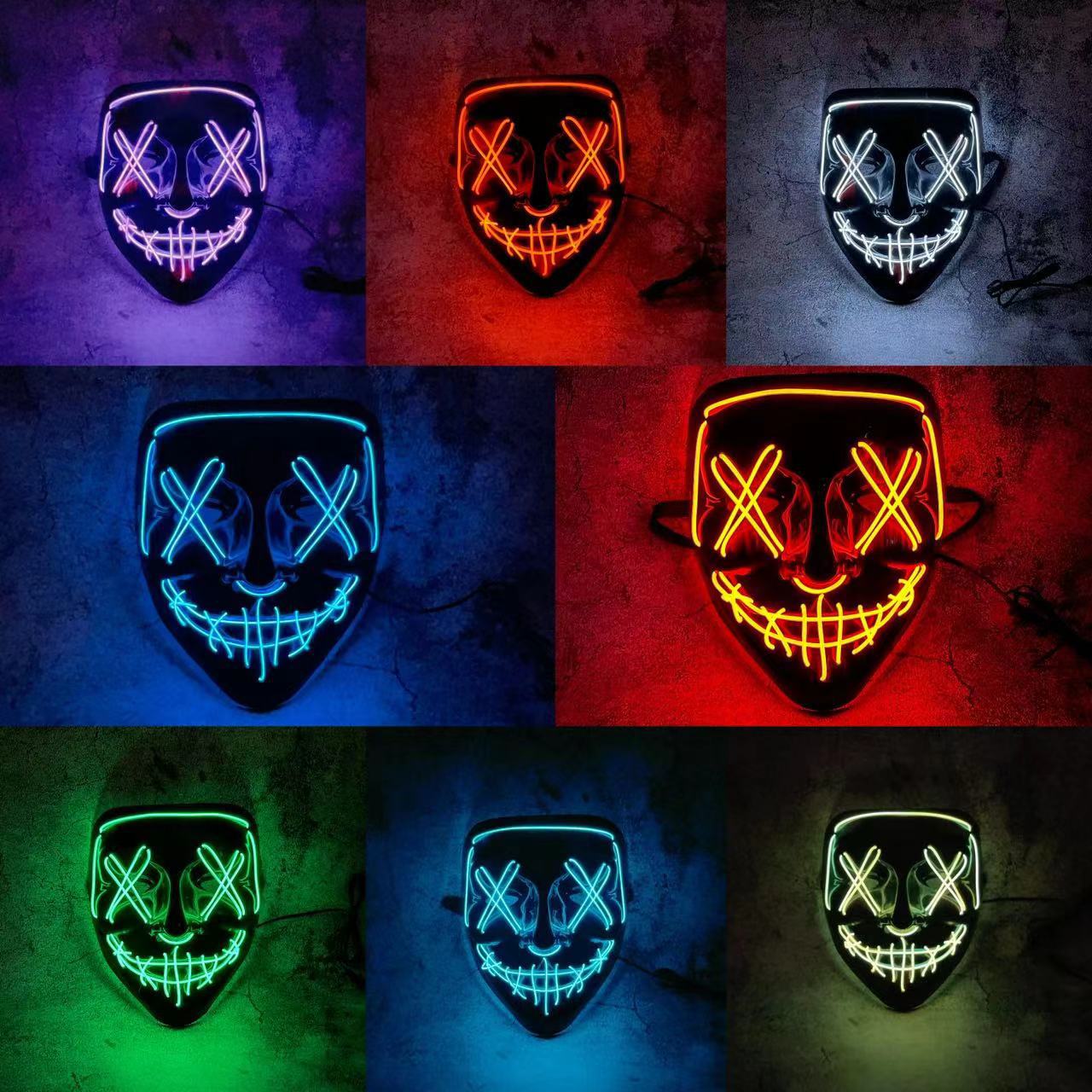 Led Purge Mask Halloween - Kablosuz Neon LED Purge Maskesi Çoklu