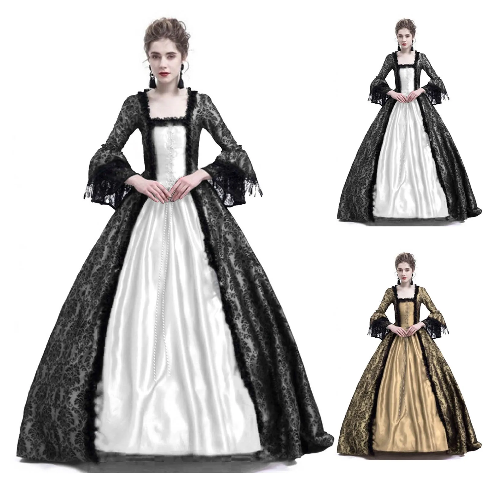 Medieval Renaissance Dress Women - Cadılar Bayramı Cosplay Kostümü Kadınlar Dantel